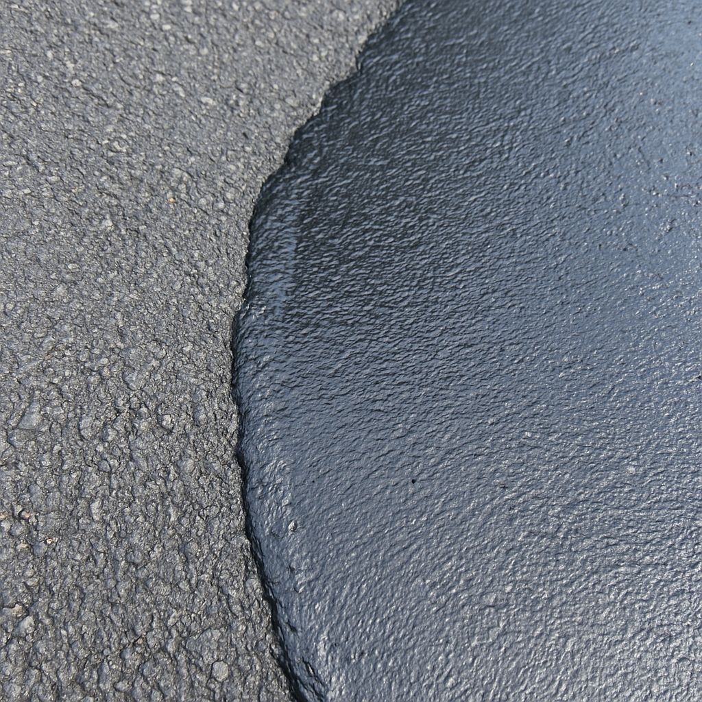 Close up of asphalt sealing